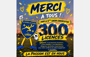 300 LICENCES… MERCI À TOUS ! 💛💙