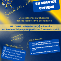⚽ L'US LORRIS recherche son/sa volontaire en Service Civique !