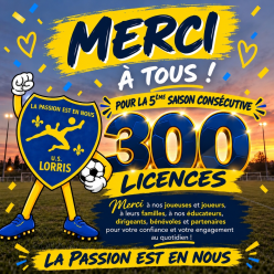 300 LICENCES… MERCI À TOUS ! 💛💙